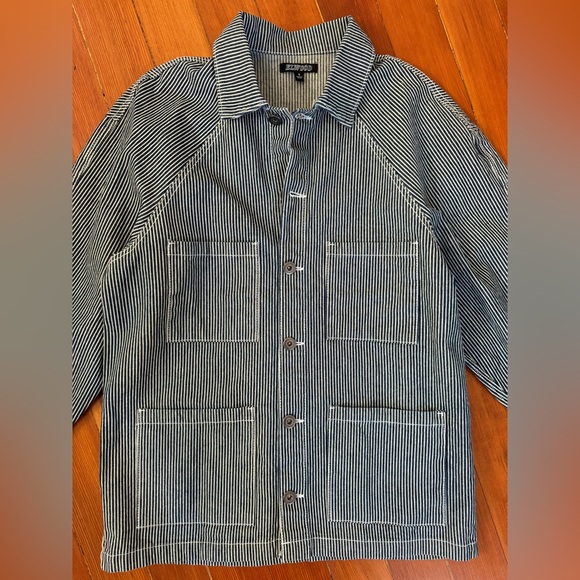 Elwood Railroad Stripe Denim Chore Jacket in Men’s Small NWT - Picture 2 of 7